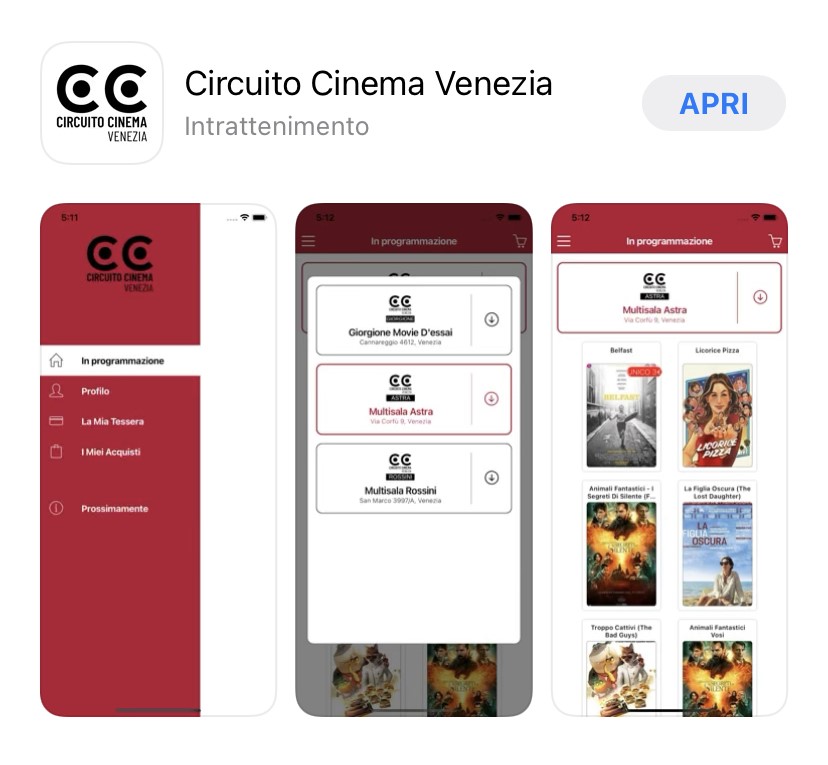 cultve's tweet photo. 📣È arrivata la nuova App di #CircuitoCinemaVenezia!
📲La App fa parte del nuovo servizio di gestione biglietteria #18Tickets
🎞Con pochi clic acquistate i film nelle sale di Rossini Giorgione e Astra e ricaricate il vostro abbonamento👇
https://t.co/jNxXHnteSR
@comunevenezia https://t.co/yk7Tx3XVIW
