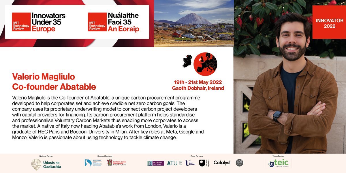 EmTech Europe (@emtecheurope) on Twitter photo 2022 Innovator <a href="/valeriomagliulo/">Valerio Magliulo</a>, Co-founder Abatable will join us in Gaoth Dobhair, Co Donegal for our annual MIT festival bringing together Europe’s best young tech minds!
Join us!
Festival pass available to attend all events during the three days 👉ow.ly/YlKU50ISgGz 2022 Innovator <a href="/valeriomagliulo/">Valerio Magliulo</a>, Co-founder Abatable will join us in Gaoth Dobhair, Co Donegal for our annual MIT festival bringing together Europe’s best young tech minds!
Join us!
Festival pass available to attend all events during the three days 👉ow.ly/YlKU50ISgGz