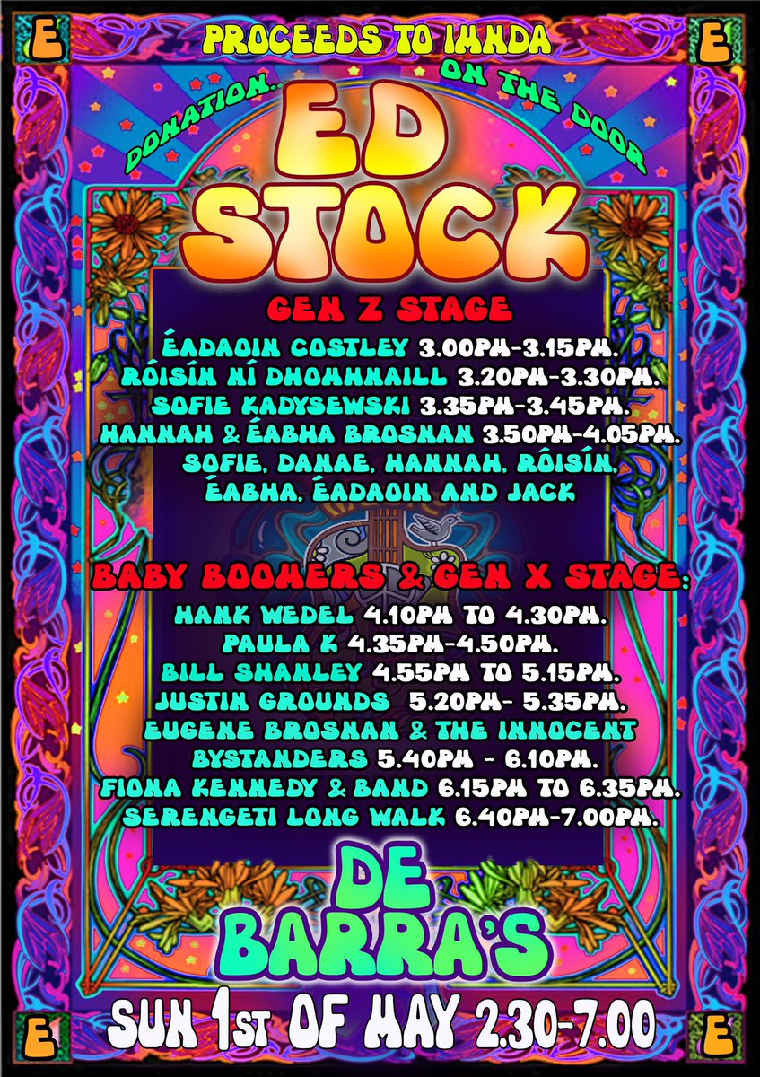 DeBarraFolkClub's tweet photo. ED-STOCK

Ed-Stock is a fundraising event for the Irish Motor Neurone Association inspired by local talented musician, cinematographer and documentarian Ed Kadysewski - diagnosed with MND in 2020.

Sun 1st May 3pm

Link in bio for full details:

#DeBarras #FolkClub #Clonakilty https://t.co/JAVEZJHEzr