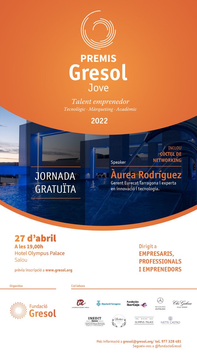 FundacioGresol's tweet photo. Premis #TalentEmprenedor de la #FundacióGresol. Un reconeixement a la feina ben feta. 
Speaker: @AureaRodriguezL de @Eurecat_news 
Presenta: Ivette Castro https://t.co/EtDzDpu8G2