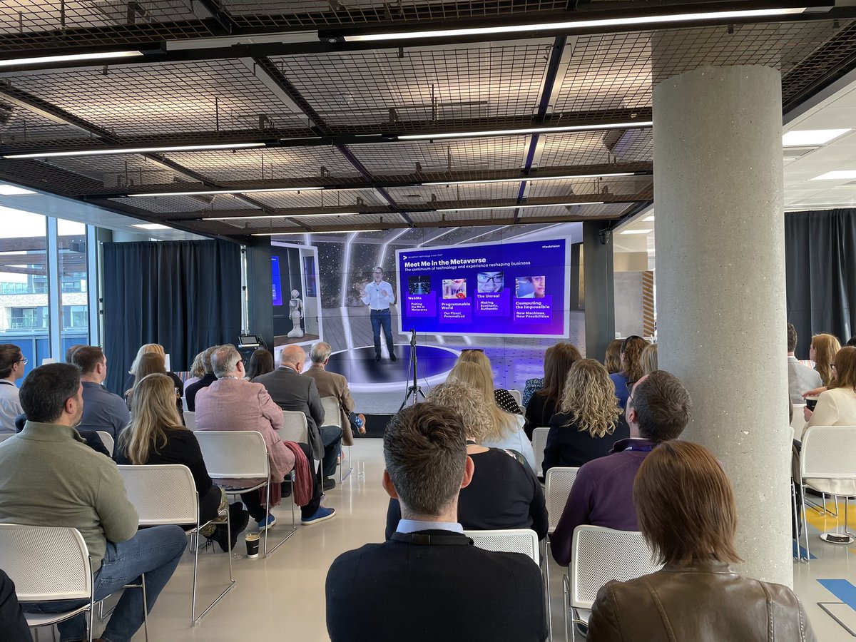 Full house here in @AccentureDock as @mcarrelb live from the #metaverse takes execs from Ireland’s leading businesses through our @Accenture #TechVision ‘Meet me in the Metaverse’