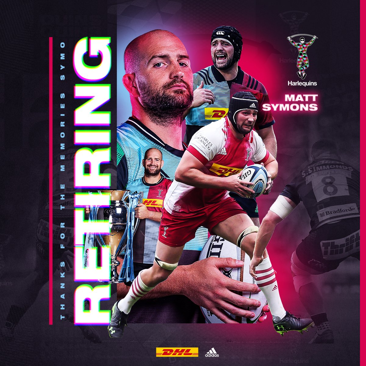 Harlequins's tweet photo. 👏 Matt Symons will call time on his 11-year playing career and hang up his boots at the end of the season.

👊 Thanks for everything Symo! 

📲 https://t.co/fVQRYVDnFi  

#COYQ https://t.co/kZzMsCxCXO