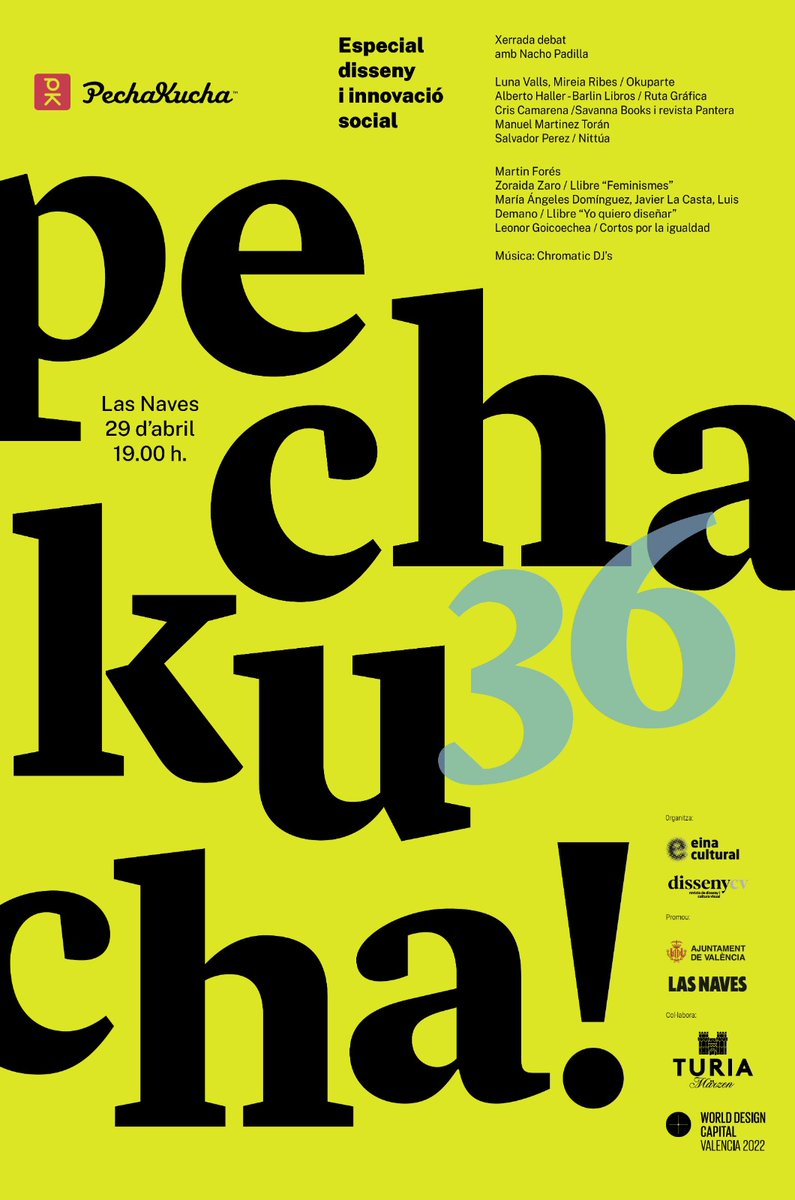 pechakucha_VAL's tweet photo. We've uploaded a new #PechaKucha event on the official international @PechaKucha webpage: https://t.co/MuCQCLdMZ5 See you next friday in @LasNavesINN @LasNaves @DissenyCV @CervezaTuria @Chromatic_Club #PKNV36 https://t.co/uJ3rwMVM1X