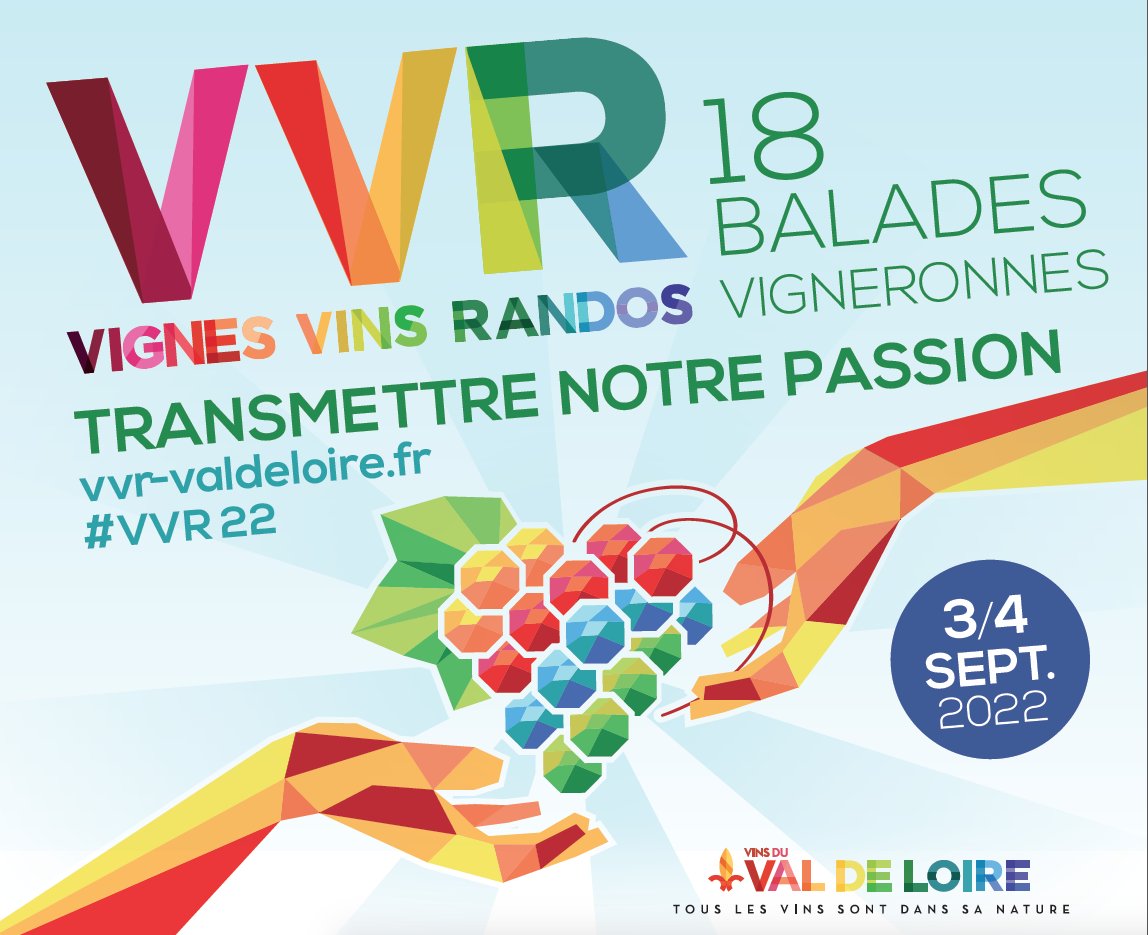 vvrvaldeloire's tweet photo. Lors de cette édition 2022, #VVR met à l'honneur la transmission des savoirs &amp; compétences des vignerons ! 🌱  Rendez-vous début juin pour l’ouverture des inscriptions sur https://t.co/V4mJzLBrlO

#vvrvaldeloire #vvr2022 #valdeloire #randonnées #vignes https://t.co/2y7JFUcuo6