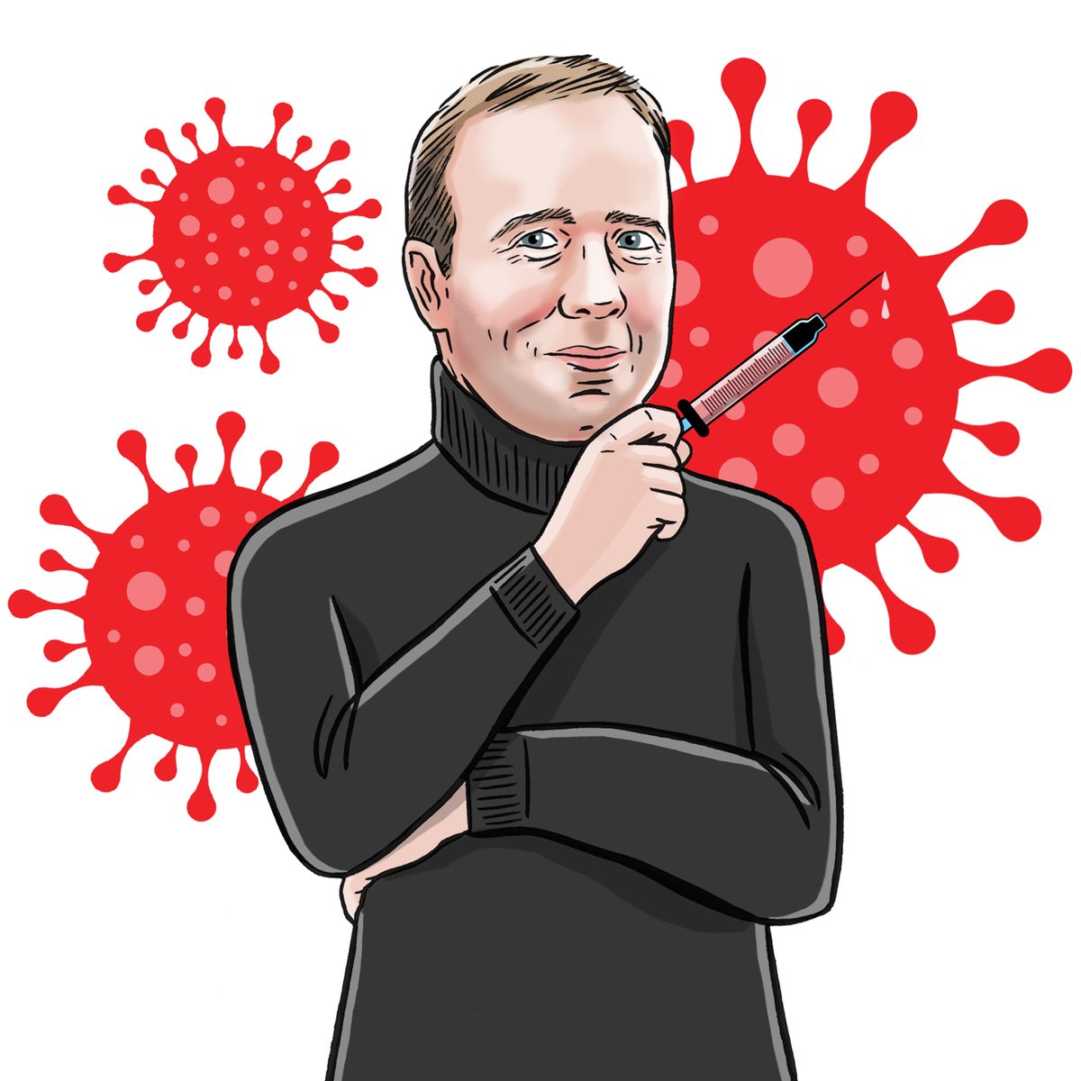 The name’s Hancock, Matt Hancock… 

Here's my super-quick turnaround illustration done yesterday for today’s Guardian.

A great feature written by John Crace. 
<a href="/JohnJCrace/">John Crace</a> <a href="/guardian/">The Guardian</a> <a href="/guardiang2/">Guardian G2</a>