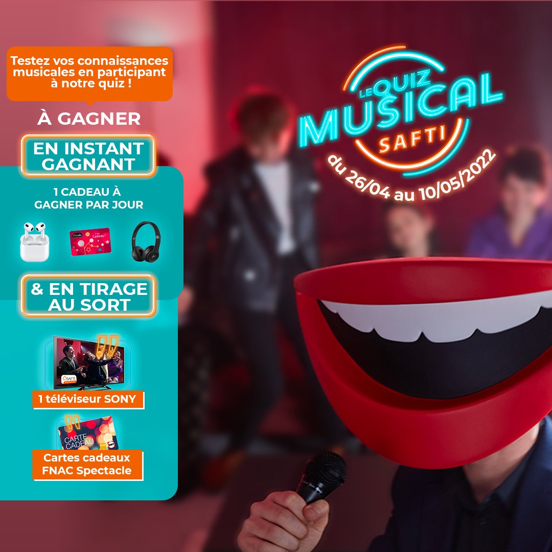 agencesafti's tweet image. SAFTI est parrain de The Voice sur TF1 ! 🎤 A cette occasion, nous lançons un jeu concours Le Quiz Musical SAFTI : bit.ly/3LliVkd 

Testez vos connaissances musicales et tentez de remporter de superbes lots 🎁

#safti #immobilier #jeuconcours #concours #cadeau #quiz