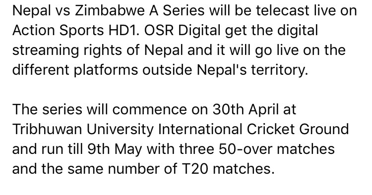 Amazing good news.#CricketTwitter #can #nepal