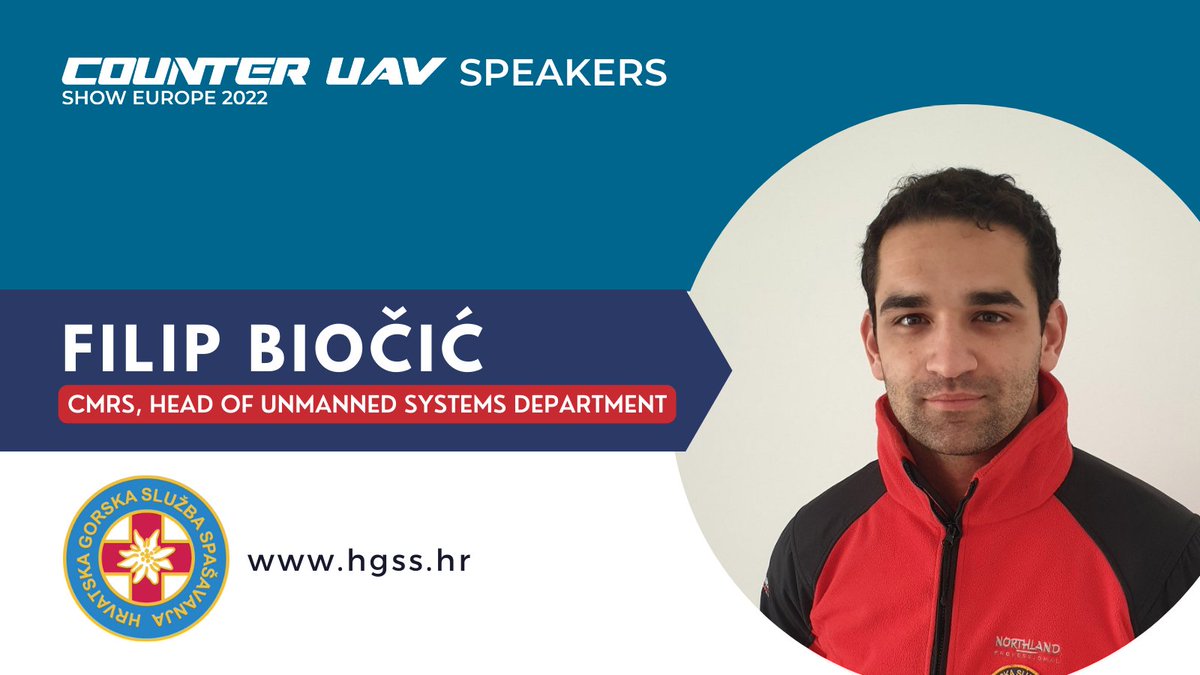 CUAV_Show_EU's tweet photo. Meet #CUAVshowEU Speakers 🚀
An interesting topic - UAS in public safety domain - brings us Filip Biočić, Head of Unmanned Systems Department at Croatian Mountain Rescue Service @HrvatskaGSS
🗓Join us May 18-19, Šibenik, Croatia >> https://t.co/5RBl1gN3Nf
#CUAV #counterUAV https://t.co/NPdZdcYLOo