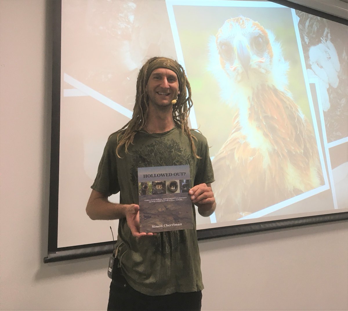 Mundaring_Lib's tweet photo. Fantastic launch of Simon Cherriman's book, 'Hollowed Out' today at Mundaring. Great crowd. Great talk. Great book. And we have Simon's author talk at Boya Library tomorrow! @Aquila84WA #treehollows #environmental #wildlife #habitat https://t.co/qdMe8EleFM