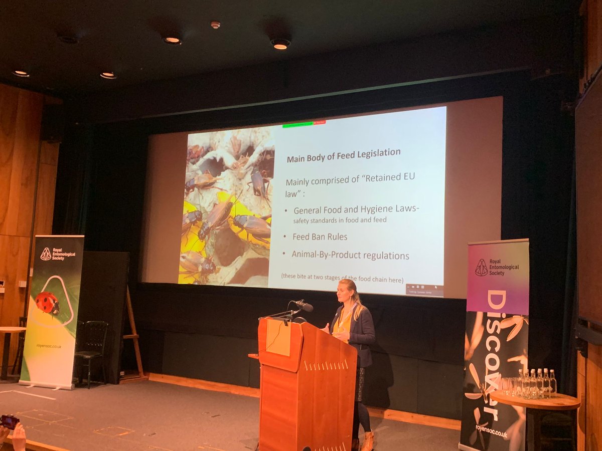 Back again for day2 of IAFF, starting off with a really interesting talk from Rachel O'connor <a href="/MichelmoresLaw/">Michelmores</a> re legislation on #insects as #food.

#Entomology #Insects #Science #Research #Education #industry #InsectsAsFoodAndFeed #RESfuture #EnrichTheWorldWithInsectScience