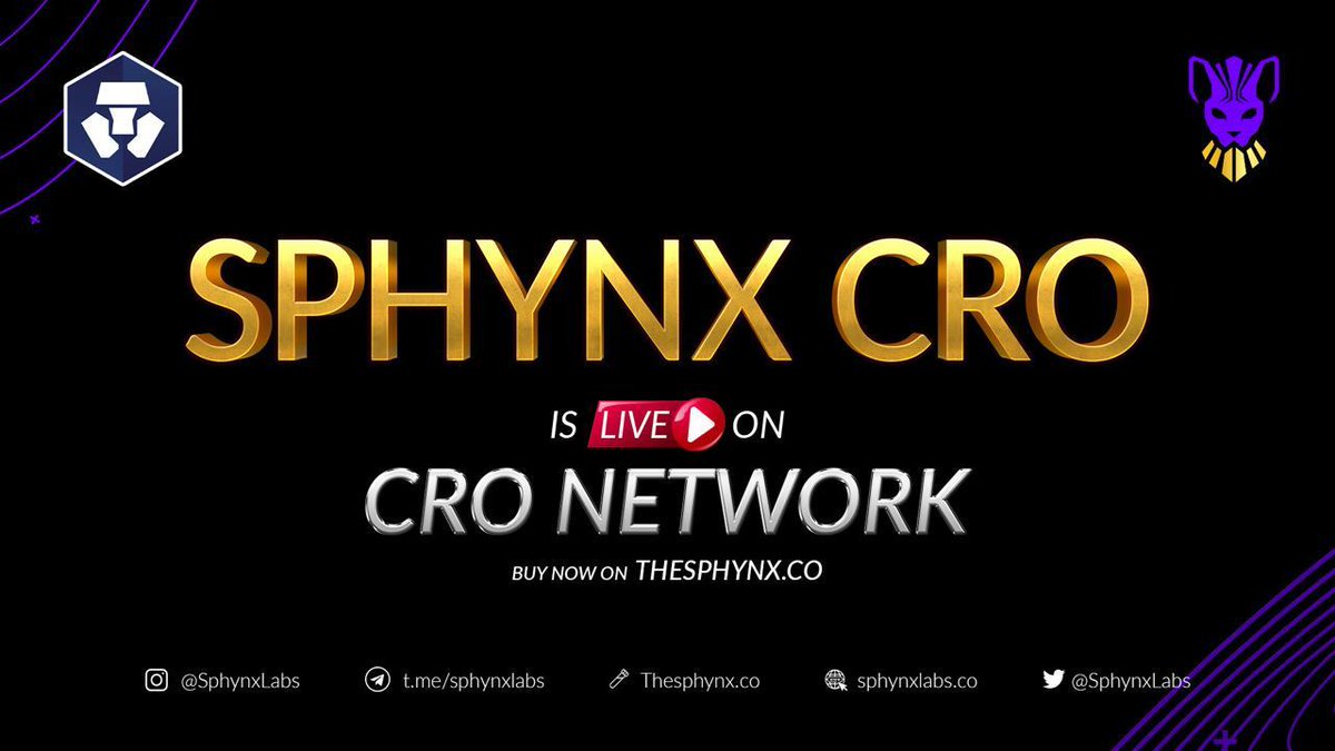 SphynxLabs's tweet photo. We are very excited to announce the surprise stealth launch of Sphynx CRO on the @cronosapp from @cryptocom! Cronos is making huge waves and Sphynx plans to be there doing the same as we bring the best AIO Ecosystem to another chain.

https://t.co/wQGXIn37FE https://t.co/i62AnYAGlQ