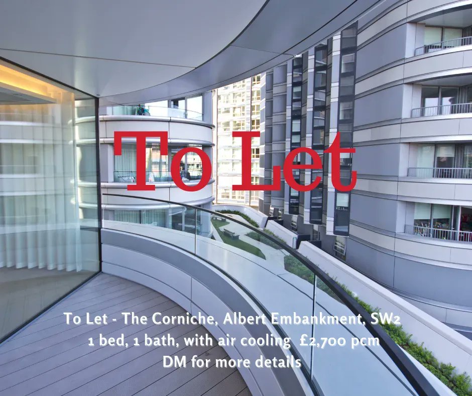 wigmorejones's tweet photo. To Let - 1 bed furnished apartment within The Cornice, SE1 Available Immediately 
.
£2,700 per calendar month 
.
#Wigmorejones #newhomesnewbeginnings #tolet #torent #realestate #citylife #TheCorniche #cityliving #virtualtour #vr #virtualviewing #property #london https://t.co/AE2QVo83Zt