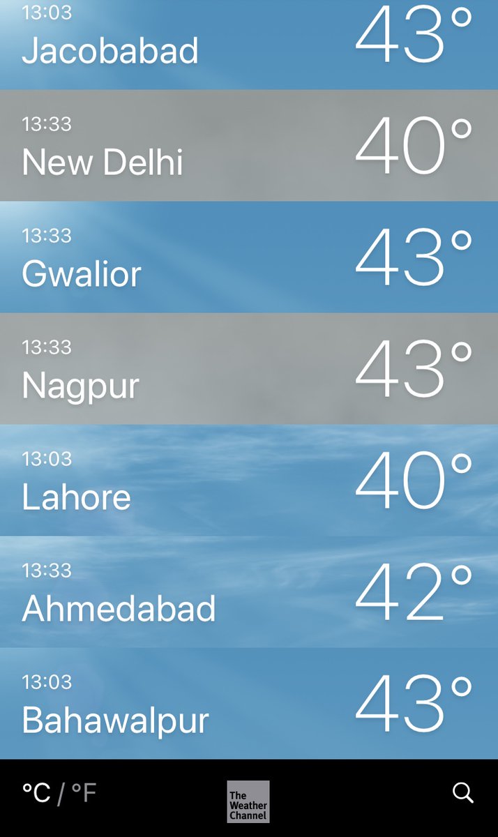 On a ajouté ces villes d’Inde et du Pakistan dans notre appli météo… histoire d’imaginer ce que vivent les populations en première ligne du réchauffement climatique.

La vague de chaleur qui frappe ces pays est sans précédent pour un mois d'avril.