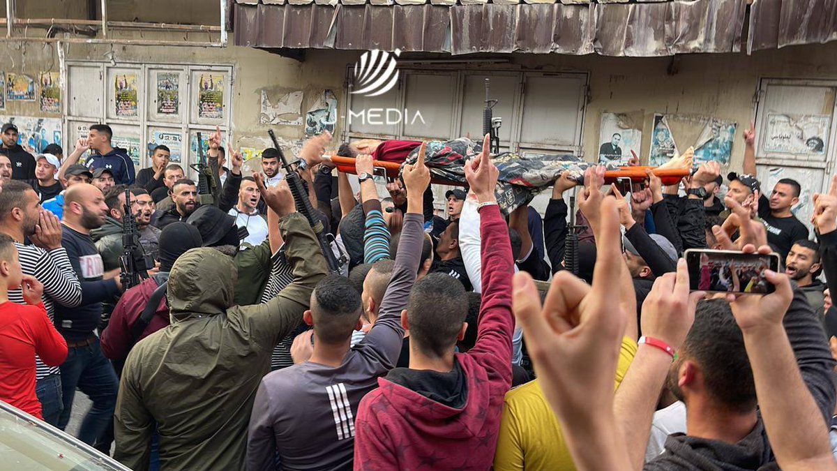 Timesofgaza's tweet photo. From the farewell of Ahmad Massad who was shot dead by the Israeli occupation forces in Jenin camp this morning. https://t.co/99buQgL24Q
