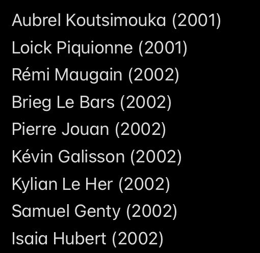B_Quarez's tweet photo. Chez les 2001/2002, le @SB29 va laisser partir 9 joueurs à l’issue de la saison. #mercato https://t.co/bbjdJkoa90