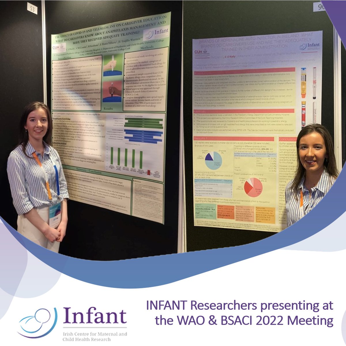 📣 INFANT at the WOA & BSACI 2022 UK Conference

🗣 Caoimhe Cronin presented the poster:

💡'Brands of Adrenaline Auto Injector in Ireland: What brands do caregivers use and are they adequately trained in their administration.'

#wao #bsaci #infantresearchcentre #ucc #cuh