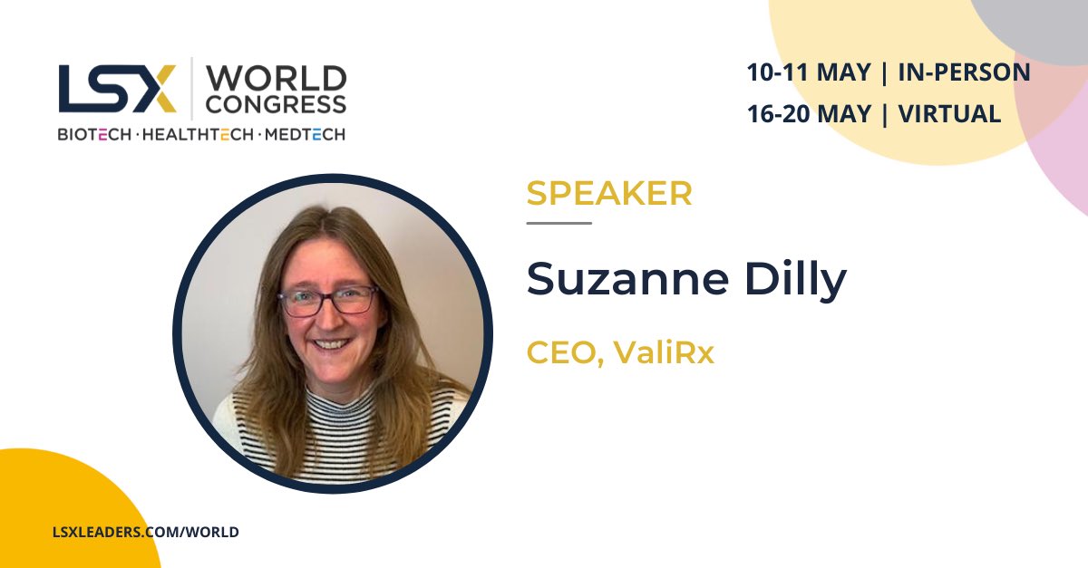 valirxplc's tweet photo. Next month our CEO @DillySuzy is taking part in the panel debate “Dressing for Success Early as a BioPharma Start-up” at the LSX World conference (London) discussing the challenges facing growing companies. #innovaion #biotech https://t.co/O5GLfQ3kbb
