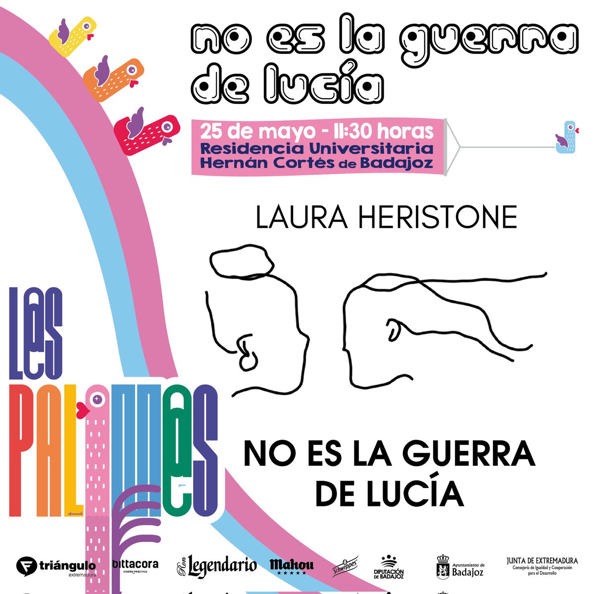 🎭 "No es la guerra de Lucía" es una obra de teatro inspirada en las vivencias personales de su autora y directora, Laura Heristone, acercándonos al tema del ciberbullying LGTBIfóbico.

🏫 Destinada al alumnado de instituto.
📆 25/05 a las 11:30h en la RUHC.

#LosPalomos2022