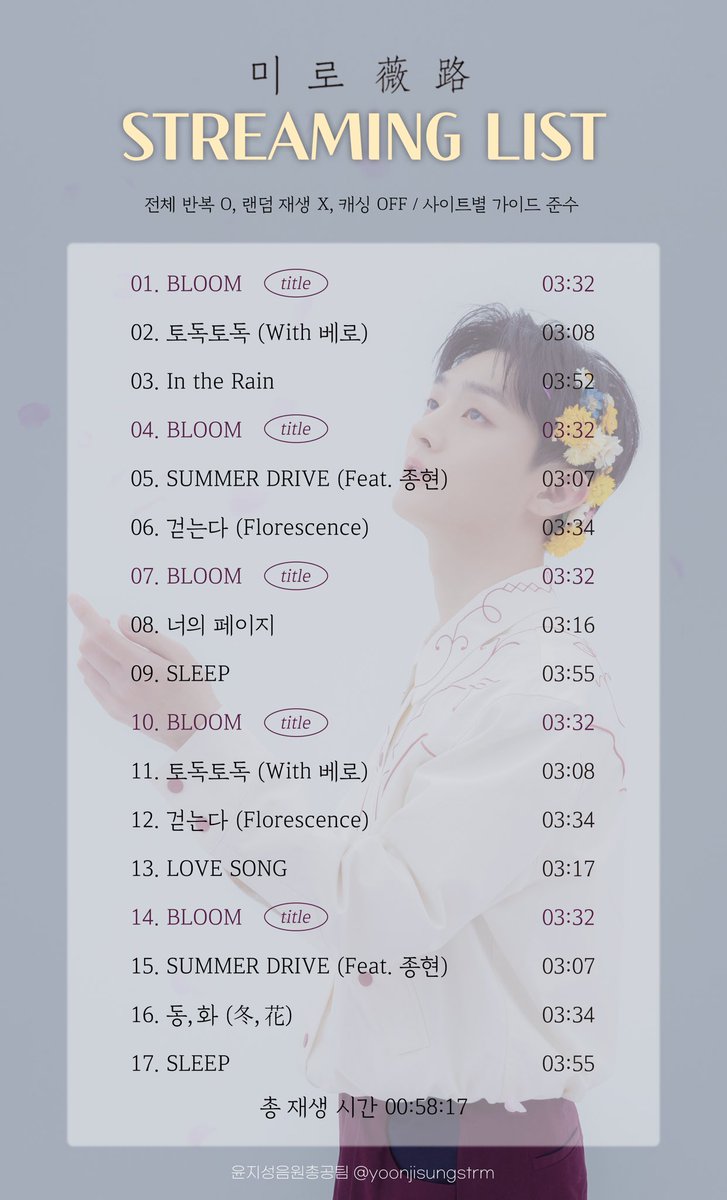 yoonjisungstrm's tweet photo. 🌹 미로 (薇路) 권장 스밍리스트

 미로 (薇路) 권장 스밍리스트입니다!

임시스밍리스트와 동일합니다❣️ https://t.co/jJe04sXBpc