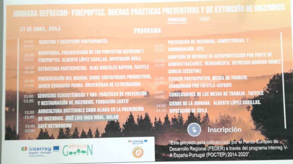 Gran participación en la Jornada Conjunta con <a href="/firepoctep/">Proyecto FIREPOCTEP+</a> de buenas prácticas preventivas y de extinción de incendios

Participan <a href="/dipuavila/">Diputación de Ávila</a> <a href="/fafcyle/">FAFCYLE</a> <a href="/infouex/">UEx</a> con #Mosaico <a href="/CARTIFCT/">CARTIF</a> <a href="/BalamAgri/">BALAM | Agriculture</a> <a href="/jcyl/">Junta de Castilla y León</a> <a href="/FCesefor/">Fundación Cesefor</a> y <a href="/asfoavi/">ASFOAVI</a>