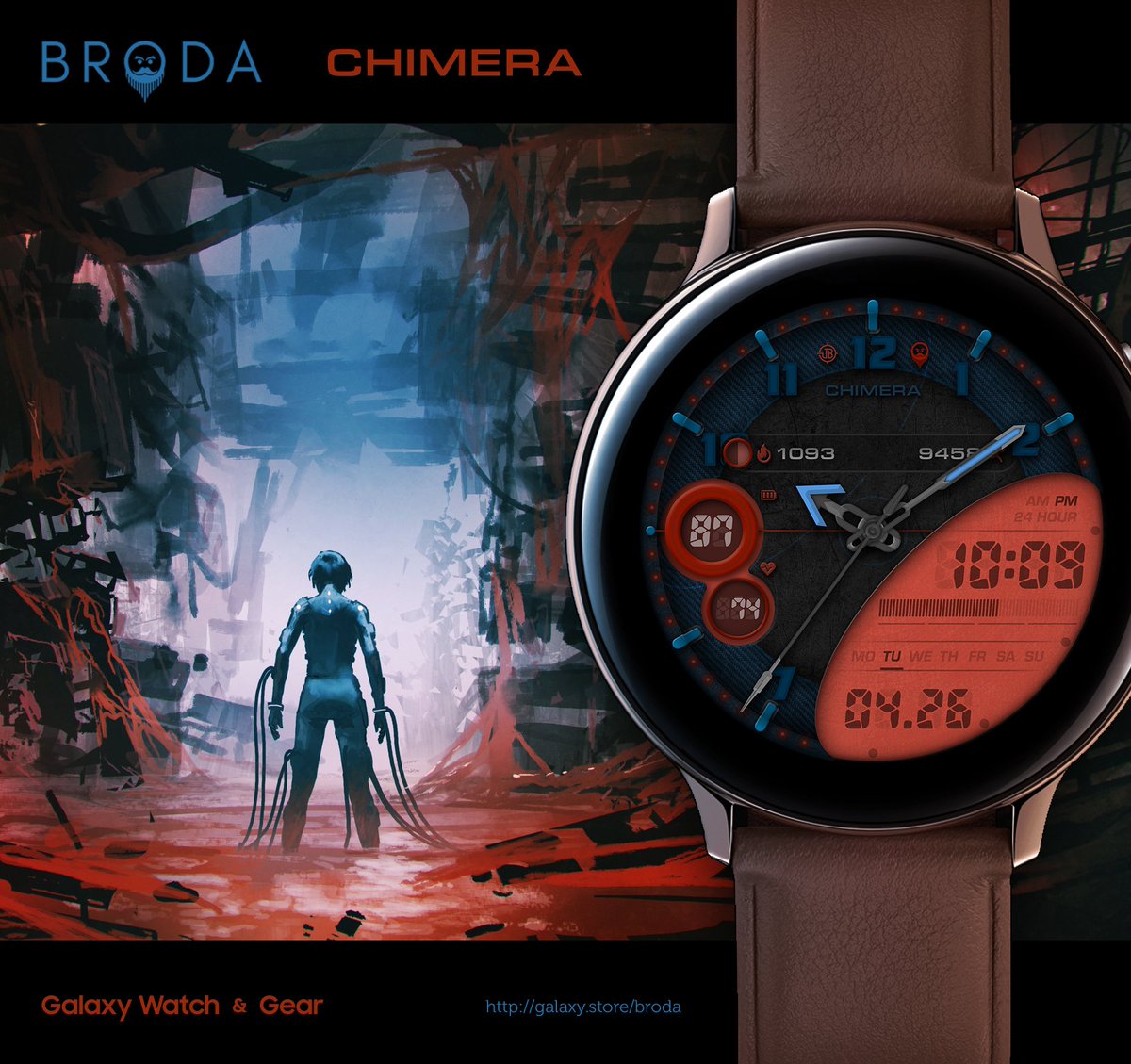 BrodaWatchFaces's tweet photo. Broda Chimera #watchface is now available for #GalaxyWatch3 and #Tizen 
app link https://t.co/qzN94UGhVV
please rate and comment on the store, thank you! 👍

#Samsung #GearS3 #GalaxyWatch #smartwatch #watchfaces #clockface #dialface #GalaxyWatchActive2 #Zifferblatt #смартчасы https://t.co/tWqWVKU9yO