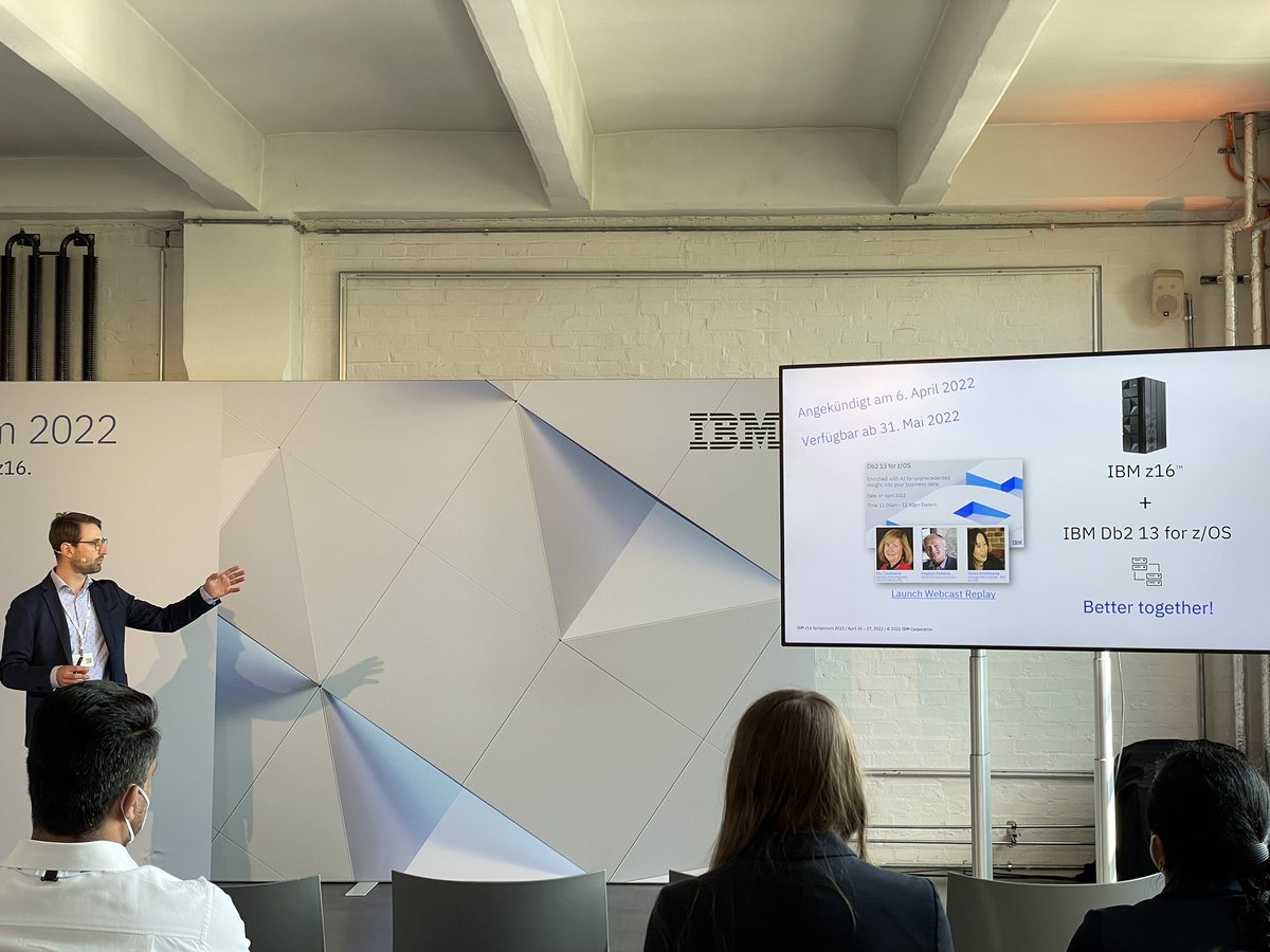 federator3's tweet image. Benedict Holste kündigt #Db2zOS 13 auf dem #ibm #z16 Symposium an. #z16 und #Db213: Better together