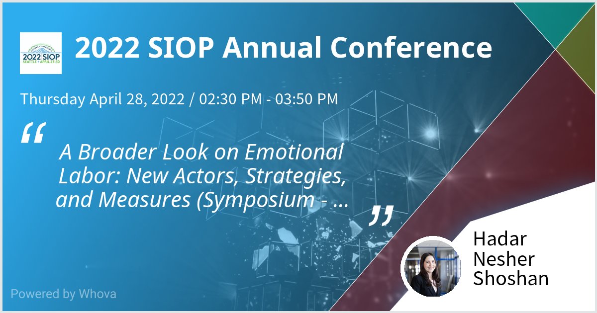 hadarnes's tweet photo. I am chairing this insightful symposium at 2022 SIOP Annual Conference. Join us if you're attending the event! #siop22 - via #Whova event app @VenzLaura @ProfASGabriel https://t.co/1uXAQeTAEG