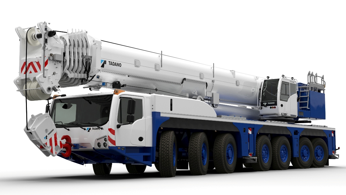 TadanoGroup's tweet photo. The AC 7.450-1 combines the size advantages of a six-axle crane with the power and performance of an eight-axle. A 262.5-foot main boom, Sideways Superlift, outstanding rigging and a six-camera view make this #Tadano All-Terrain a benchmark in its class. https://t.co/SBaJ5WoriF