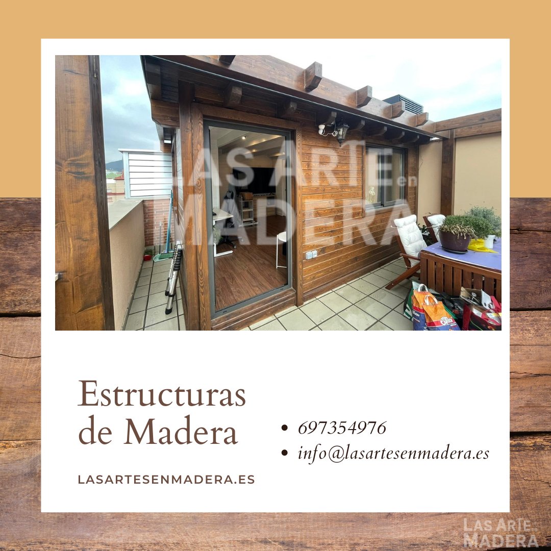 LasArteEnMadera's tweet photo. Una estructura de madera tiene que ser de máxima calidad, dado que al estar expuesta a condiciones adversas como el sol y la lluvia es esencial que se escojan buenos materiales y el montaje esté perfecto, sin fisuras. 

Contacta con nosotros en el 697354976 https://t.co/DwdgPCcWTn