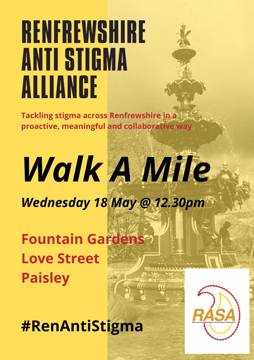 #stigma around #mentalhealth can stop people getting the help they need. In #renfrewshire? Join us and show #support  at this event. Help challenge stigma #mentalhealthmatters #bethechange #challengestigma #starttheconversation #itstartswithus