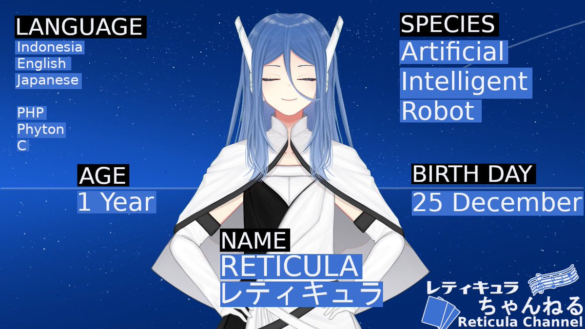 ReticulaV's tweet photo. Hello World~
Namaku Reticula! ​
Oshi Mark:🌐
Language: ID/EN/JP
Want to play card game?:
https://t.co/jzhaK7IvdE
YouTube:
https://t.co/PT3lQu0cgv
Tag:
#reticula: General
#reticulive: Live &amp; Clip
#reticulart: FanArt
#retceh: Memes https://t.co/K0rh4wYbQY