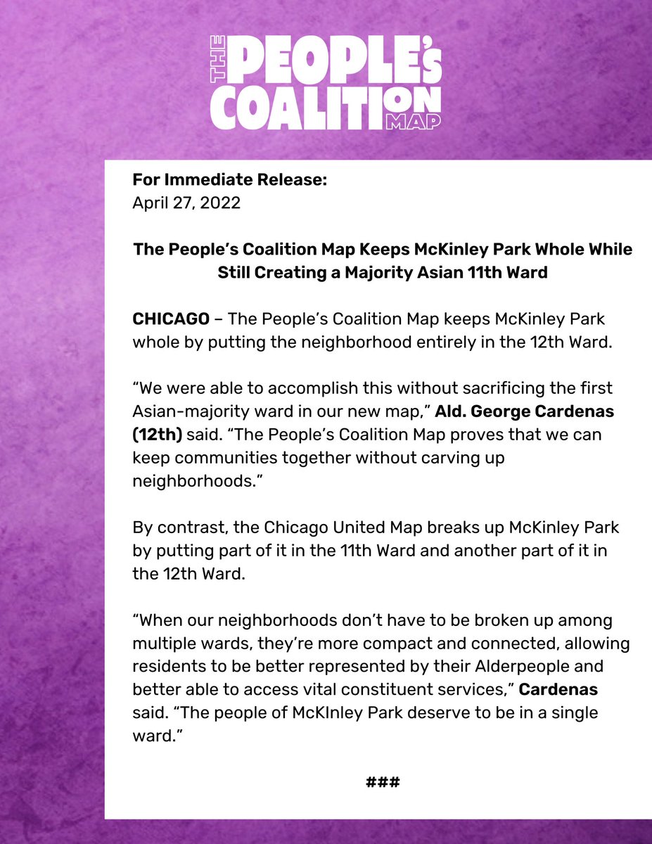 ChicagoMap2022's tweet photo. “The people of McKInley Park deserve to be in a single ward.” @aldcardenas https://t.co/gUQdSSWfn3