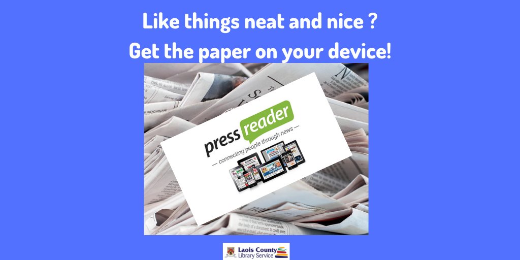 LaoisLibraries's tweet photo. Get your newspapers straight to your device using the @PressReader  app and your library card. With publications from 145 different countries, there is plenty to choose from.  Find out more here: https://t.co/1MqmadDq6b
#librariesonline #librariesireland #loveyourlibrary https://t.co/7P3bKQBkmw