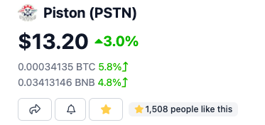 MDTpistontoken's tweet photo. When crypto is 'down', but you're green! 💹👀🚀🚀🚀🚗

We think more people should 'like' $PSTN, don't you agree? 🤗

https://t.co/A4J1en65Tv

Community wallet: https://t.co/aaU64cEUKG

#PSTN $PSTN #TheRaceIsOn https://t.co/YHcMRhI1Un