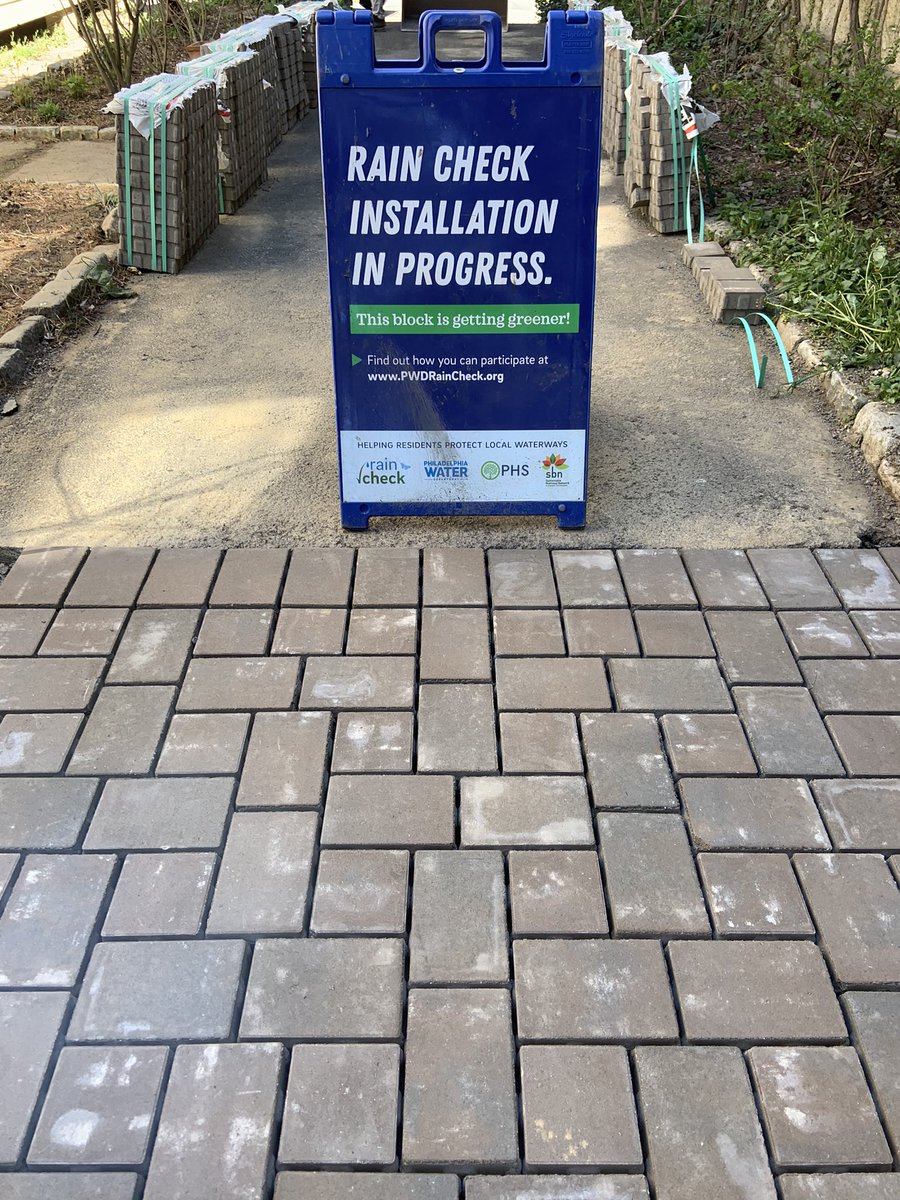YourPond's tweet photo. First #raincheckphl project of the season is complete! Swipe to see progress pictures of this #permeablepaver patio. We love bringing #stormwatermanagement to our city! @phsgardening @phillyh2o @sbnphila #sustainability #buildbeauty https://t.co/6nSQhJyvkQ