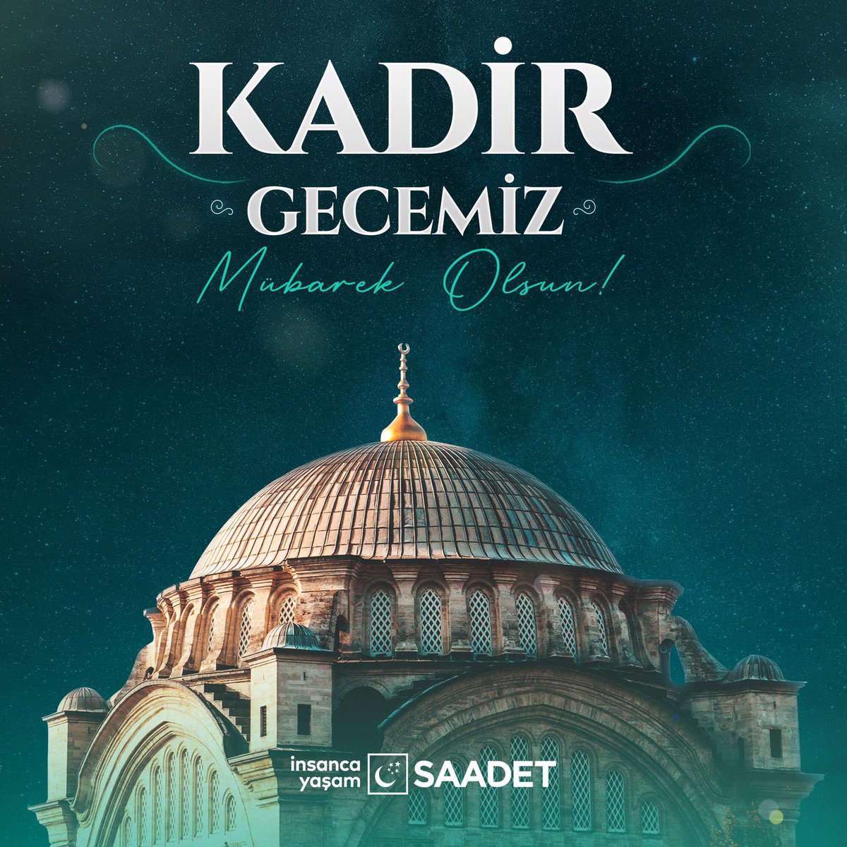 Bin aydan daha hayırlı olan bu gecenin başta mübarek beldemiz Kudüs olmak üzere zulüm altındaki İslam Coğrafyasının ve bütün insanlığın kurtuluşuna vesile olmasını diler, sizlerin ve ailenizin Kadir Gecesi’ni tebrik ederim.