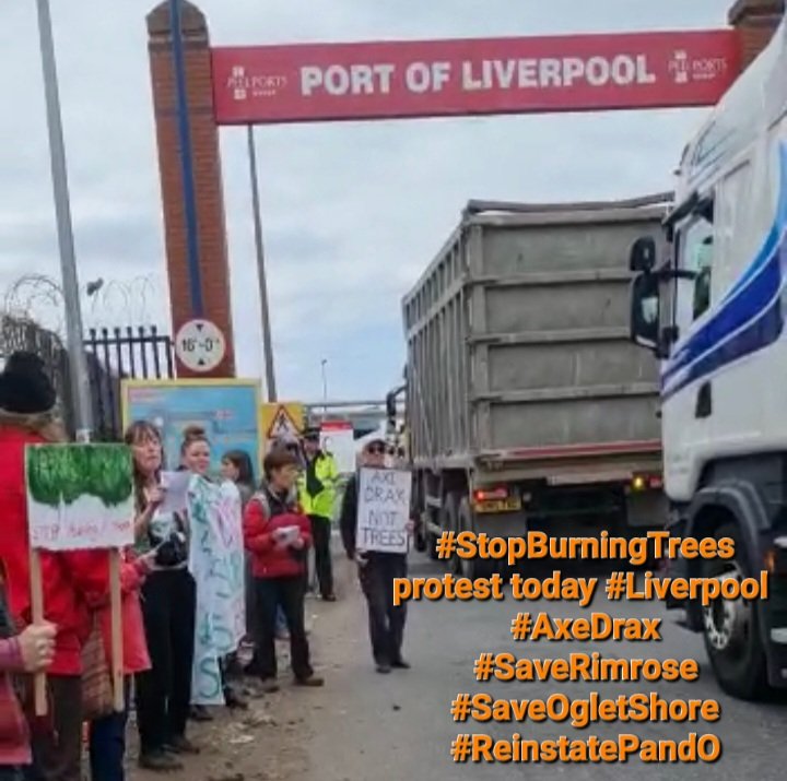 SAVEOGLETSHORE2's tweet photo. Great to have our banner at the #StopBurningTrees protest this morning #NoToLiverpoolAirportExpansion #SaveOgletShore
#HandsOffOurGreenSpaces
#AirNotPlane #CleanAir
#AxeDrax #EndBiofuels #SaveRimrose #StopSimonswood https://t.co/oE9S6S33g9