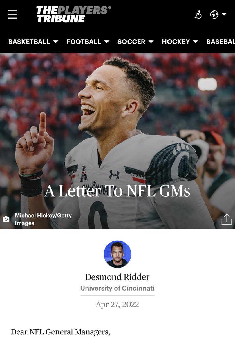 Desmond Ridder (@desmondridder) on Twitter photo I’m ready to make my mark in the NFL. <a href="/PlayersTribune/">The Players’ Tribune</a>  
theplayerstribune.com/posts/desmond-… I’m ready to make my mark in the NFL. <a href="/PlayersTribune/">The Players’ Tribune</a>  
theplayerstribune.com/posts/desmond-…