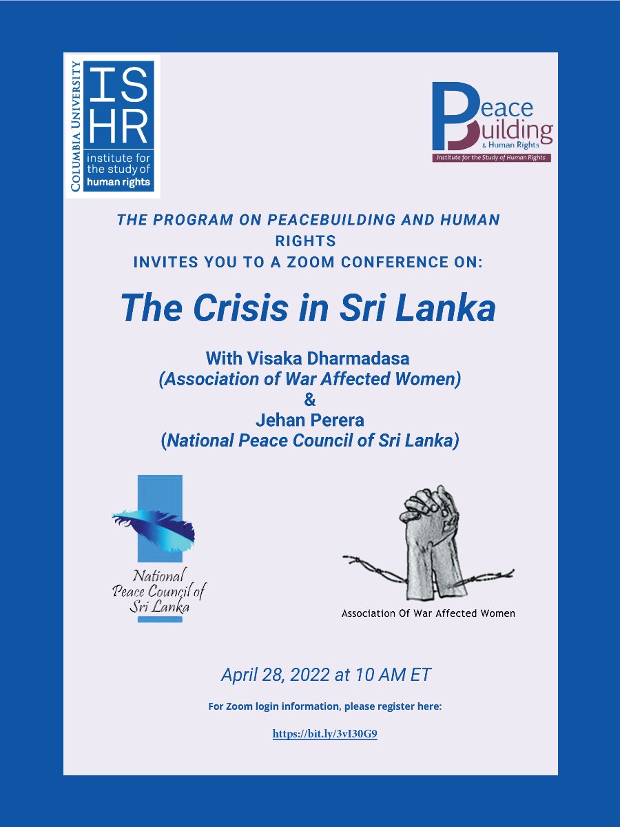 ONLINE EVENT: Crisis in Sri Lanka on Thursday April 28 at 10am ET. Click here to register: bit.ly/3vI30G9