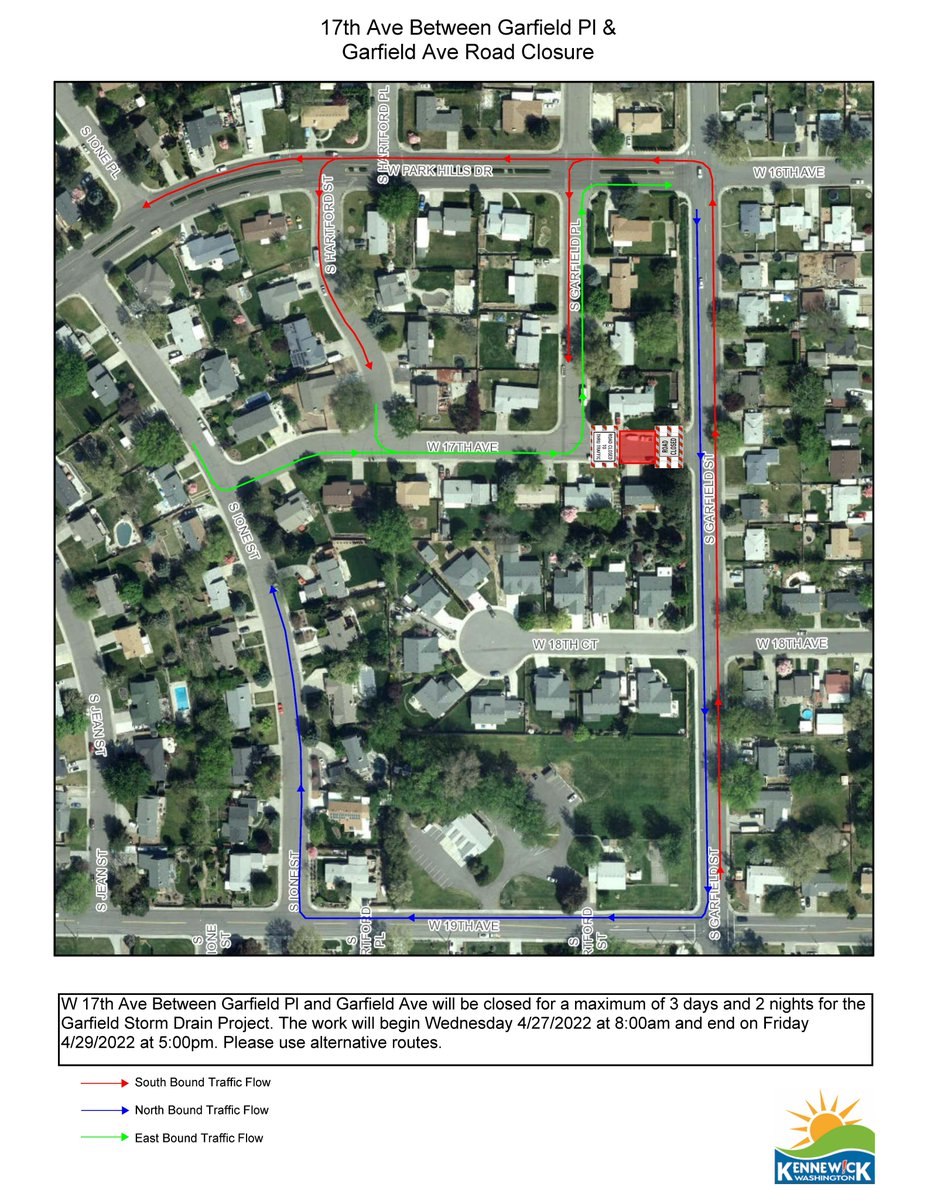 Road closure starting at 8am today on 17th Ave. between Garfield Pl and Garfield Ave.  This closure is estimated to last for 3 days.  Please use alternate routes.  Thank you for your patience!