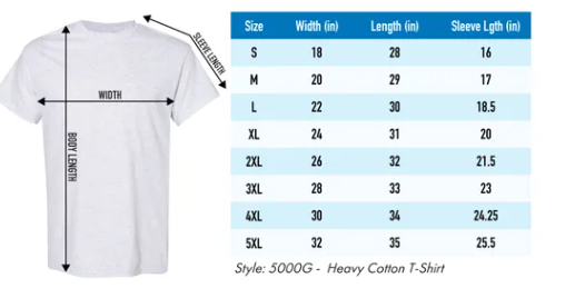 2ciaran4you's tweet photo. @coreybowers @d_l_mayfield Hi! Theres both youth sizes (S-XL) and unisex (S-5XL). The printer also offered this diagram for lengths if that helps! https://t.co/8UcO1GuBNU
