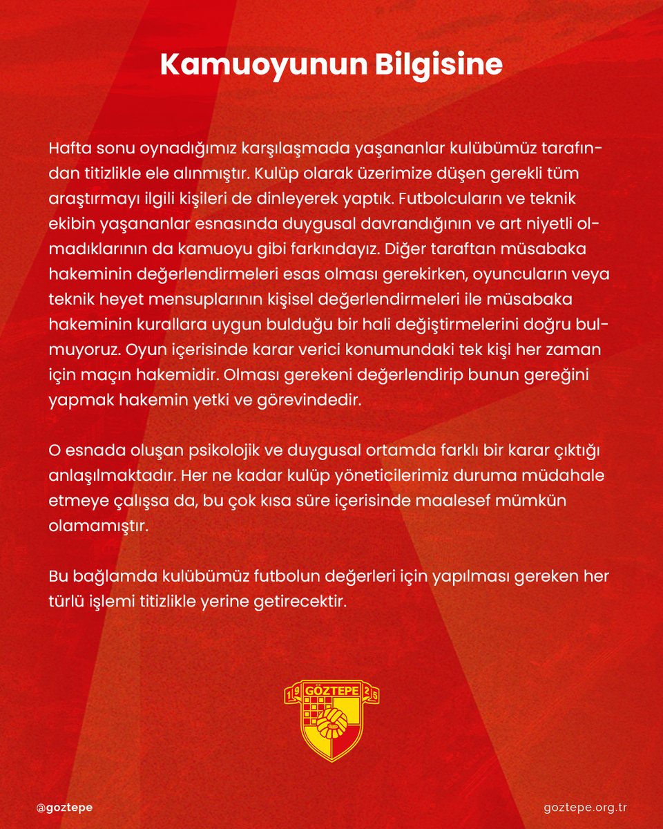 Goztepe's tweet photo. Kamuoyunun Bilgisine

https://t.co/eQjLoxy2bQ

#Göztepe https://t.co/6SlJxKP9fr
