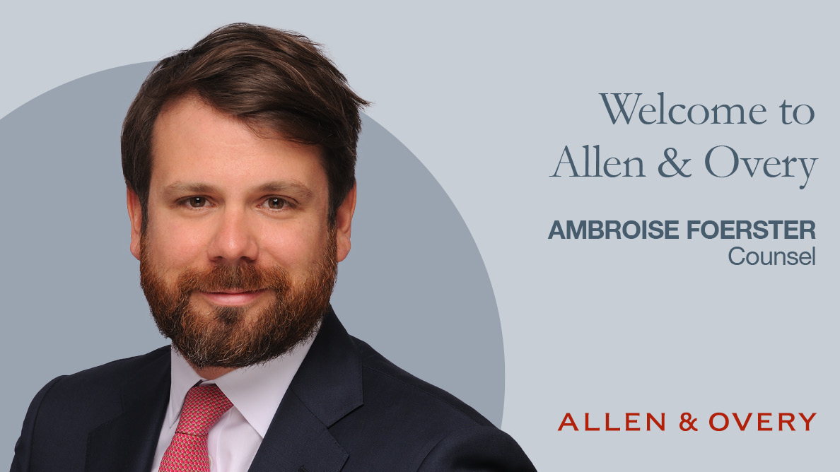 👐We are thrilled to welcome Ambroise Foerster as a Counsel to our Corporate / M&amp;A team. Ambroise will be a key member of A&amp;O’s France-Luxembourg Platform, and his expertise will strengthen our existing Corporate offering in Luxembourg.
We wish Ambroise a warm welcome!
#welcome