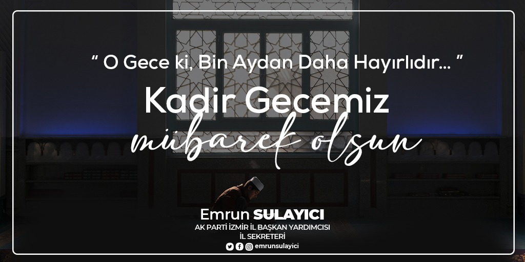 "O gece ki, bin aydan daha hayırlıdır..."
Kadir gecemiz mübarek olsun.

#KadirGecesi