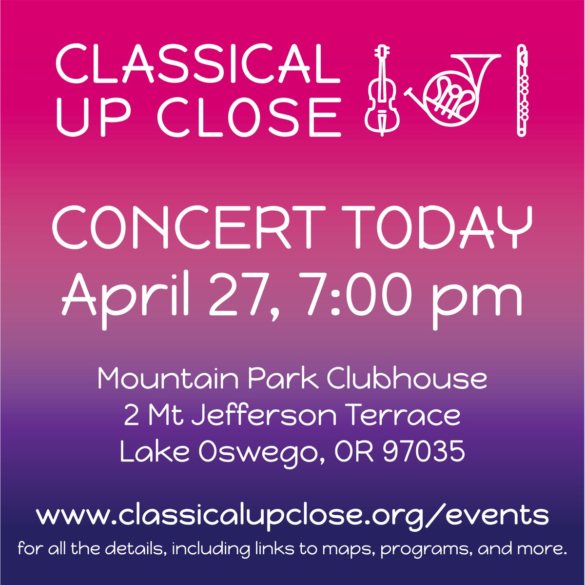 Highlights of tonight's free concert include a woodwind quintet; a sonata for oboe, English horn and bassoon; and four romantic songs performed by tenor Michael Ash and baritone José Ramírez Salano. Visit classicalupclose.org for more information.