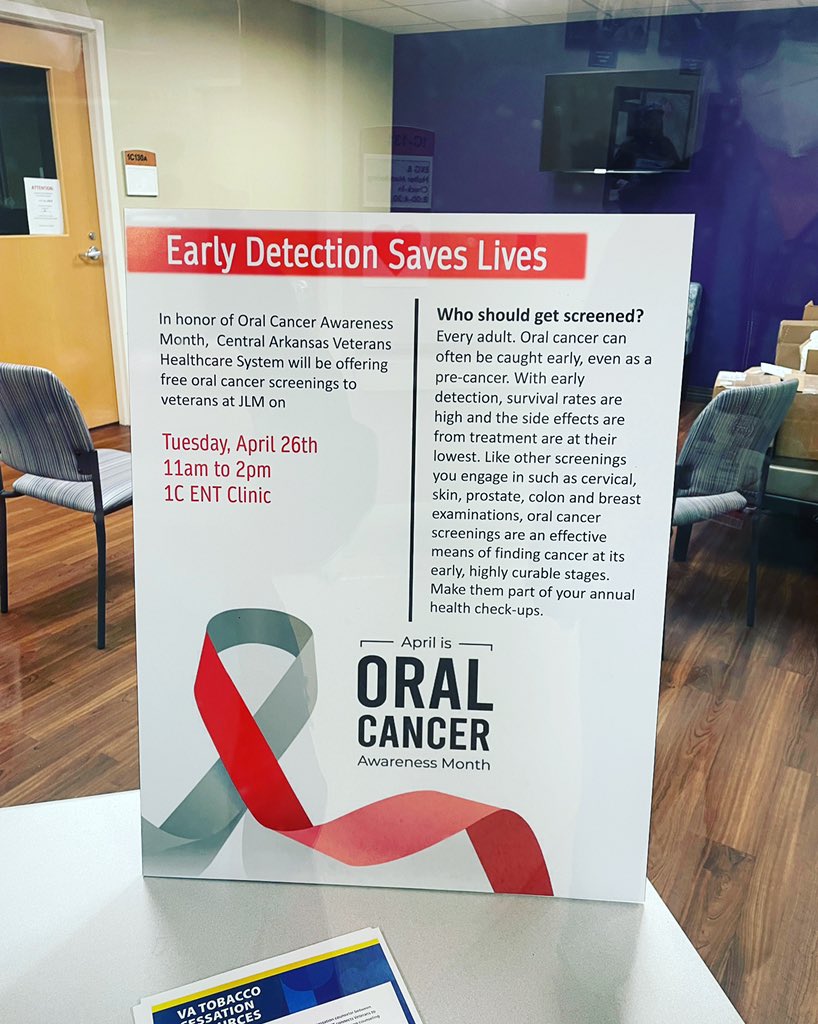 Oral cancer screening happening at our VA today at the ENT clinic by Dr Tulunay and our residents. Don’t miss it!!
#oralcancer #otolaryngology #residency #otoresidency #otoresidents #cancerawareness #cureoralcancer
