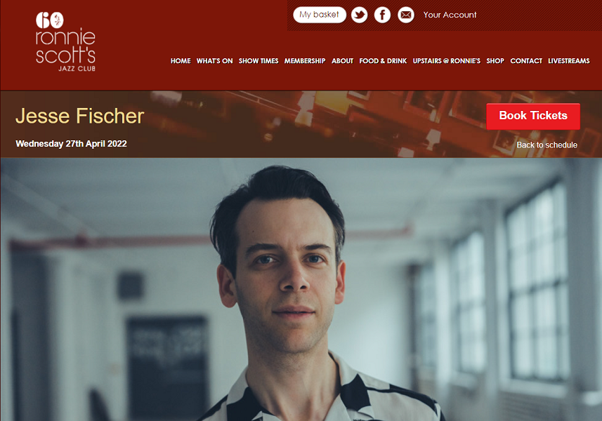 In London tonight &amp; playing <a href="/officialronnies/">Ronnie Scott's Jazz Club</a>, the very talented Mr. <a href="/JesseFischer/">Jesse Fischer</a>.  Our advice? You should be there. ▶️ bit.ly/3xYduUM #ArtistryNotCelebrity #NTUS #Discover