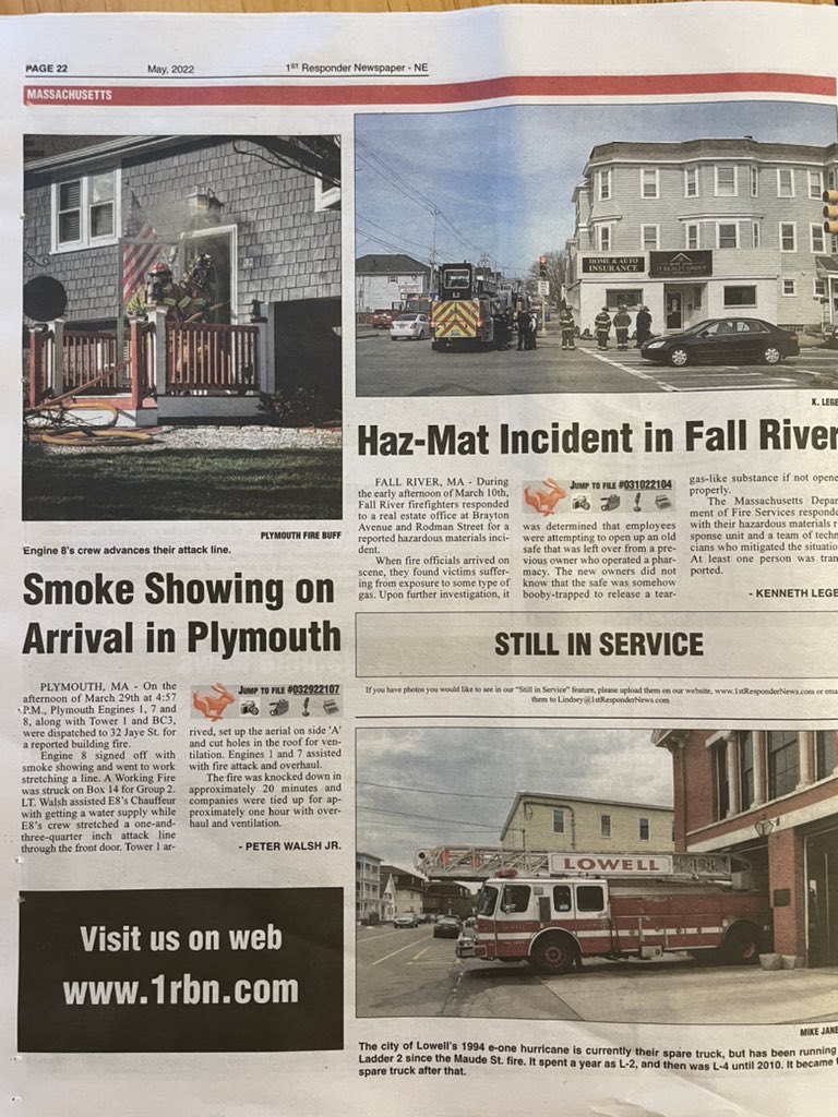 The Jaye St. Fire made it into the 1stResponder News paper!💪🏻