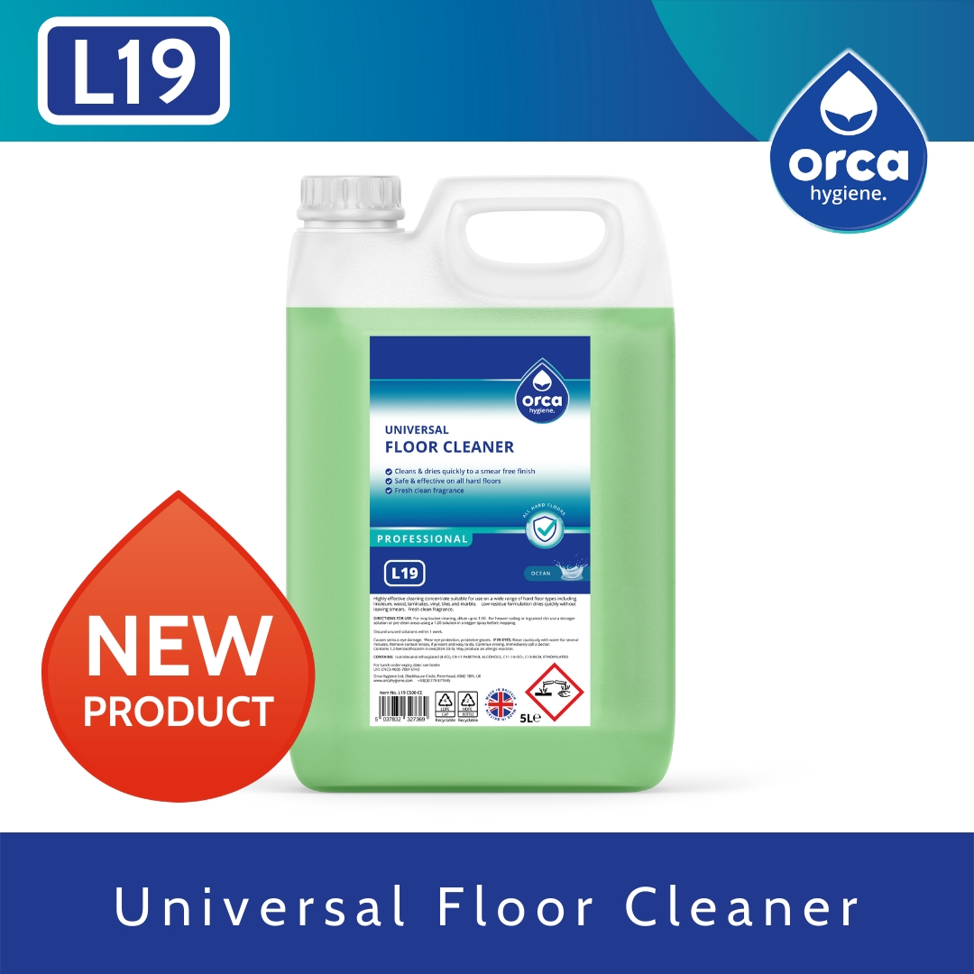 New product alert! Introducing our L19 Universal #FloorCleaner which is a highly effective cleaning concentrate suitable for use on a wide range of hard floor types.

Find out more: orcahygiene.com/floor-care/p/l…

#Hygiene #CleaningSupplies #Cleaning #HygieneSolutions