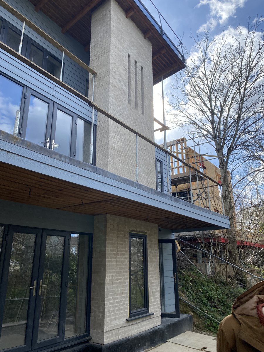 Some construction progress photos of our residential work in Totnes. 2 properties located within the wooded context providing new homes for young families.